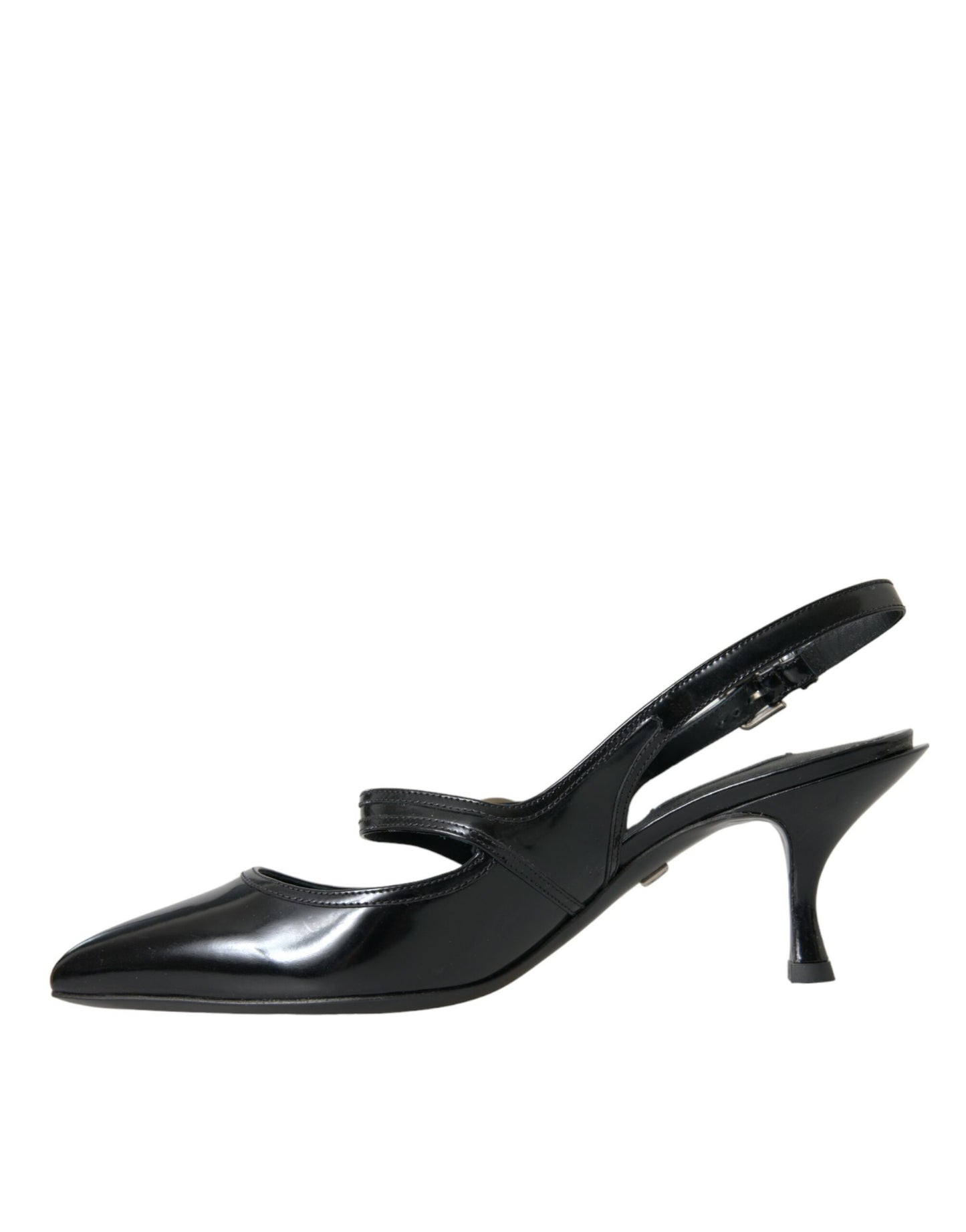 Dolce & Gabbana Schwarze Leder verschönerte Slingbacks Schuhe