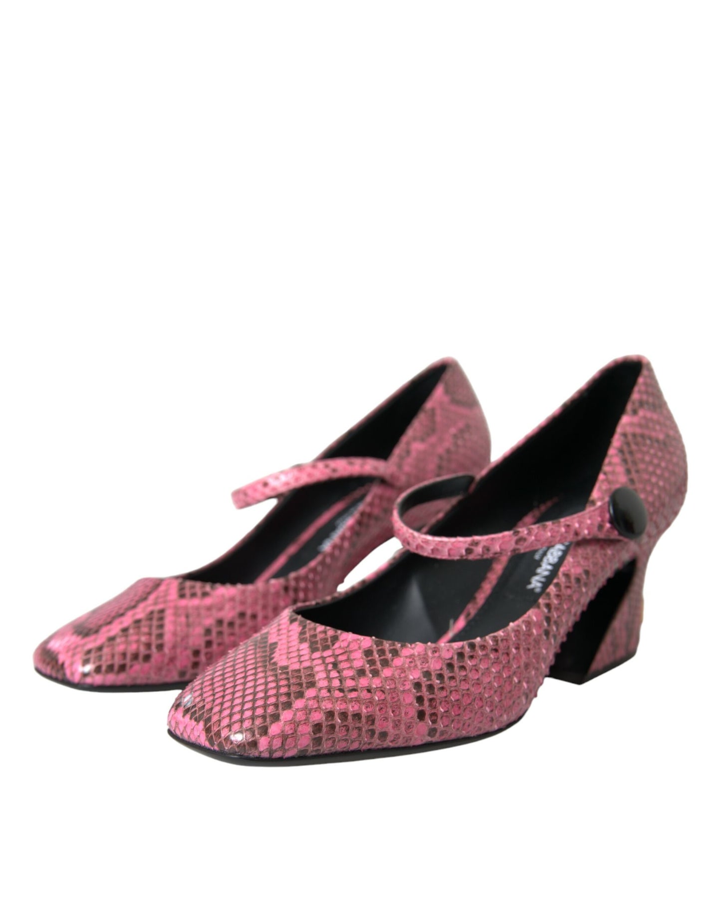 Dolce &amp; Gabbana Pink Python Leather Mary Jane Heels Shoes