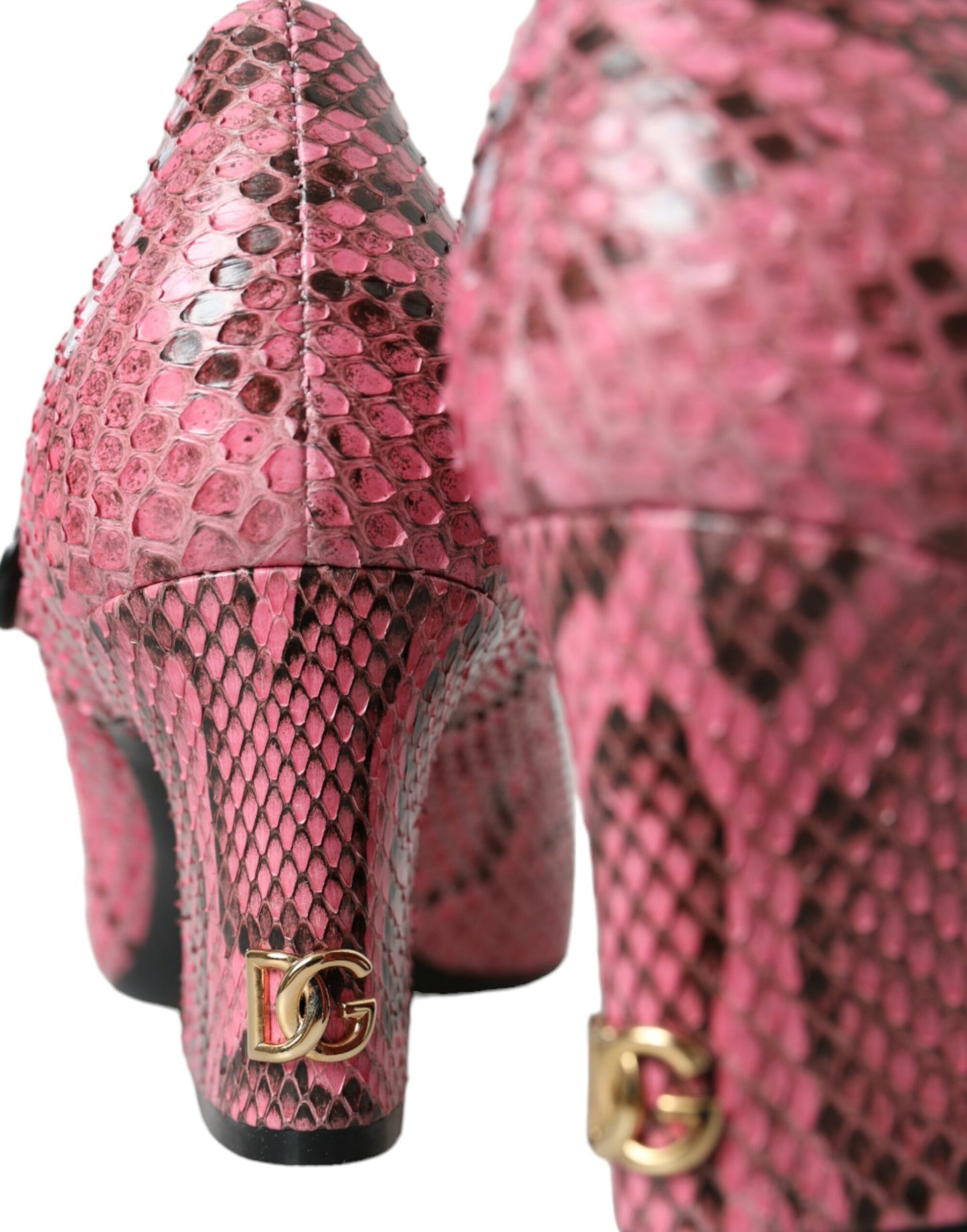 Dolce &amp; Gabbana Pink Python Leather Mary Jane Heels Shoes