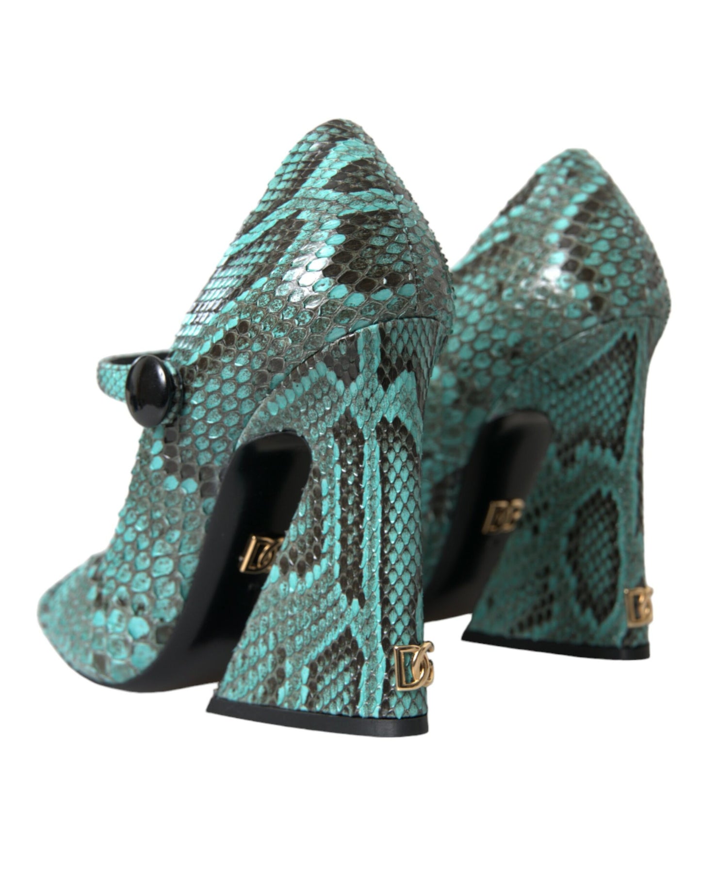 Dolce &amp; Gabbana Aqua Python Leather Mary Jane Pumps