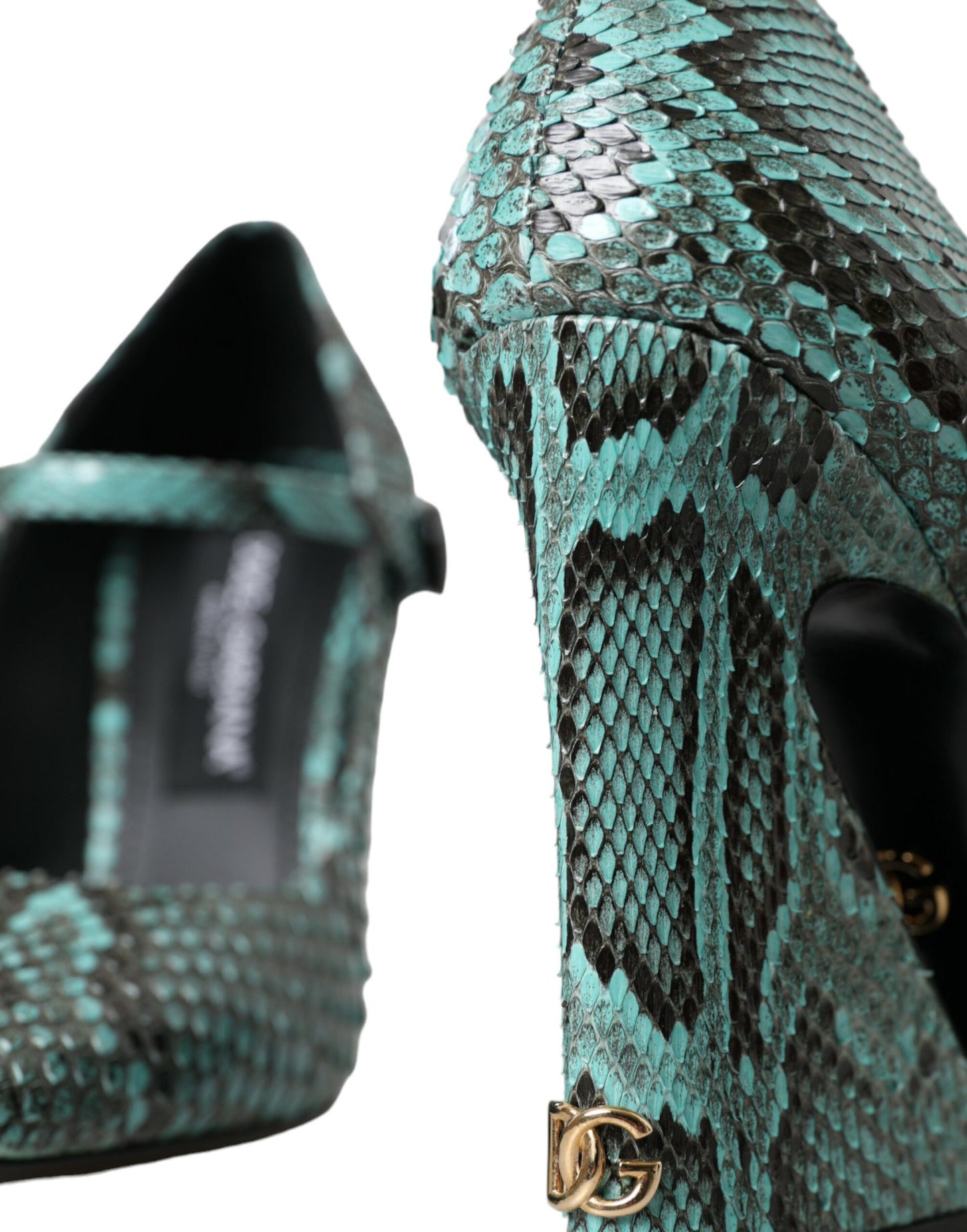 Dolce &amp; Gabbana Aqua Python Leather Mary Jane Pumps