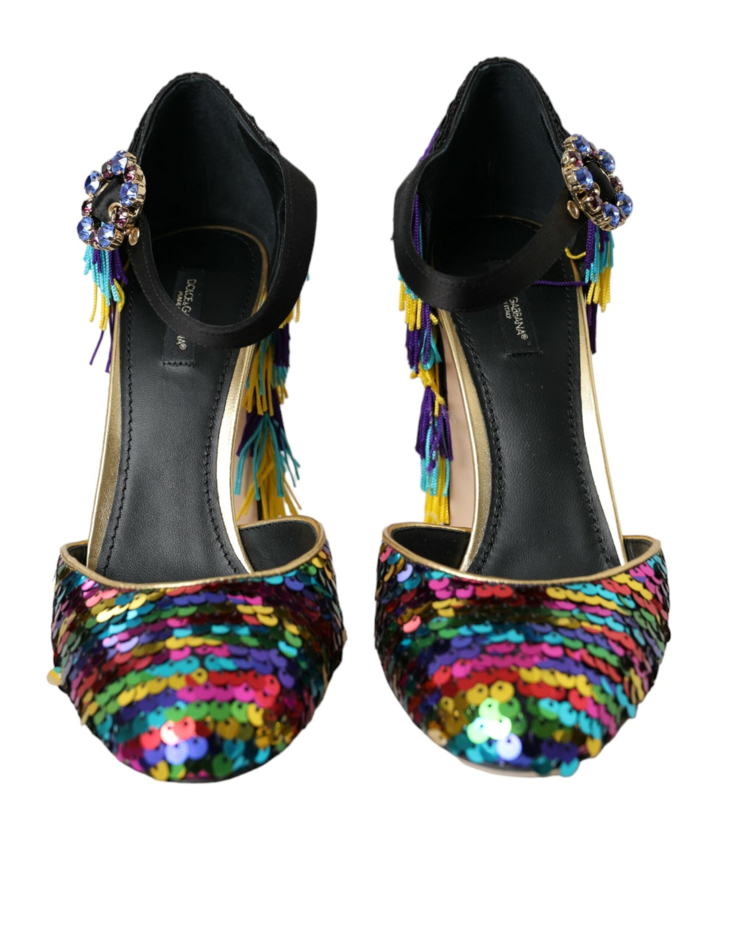 Dolce &amp; Gabbana Multicolor Sequin Crystal Mary Jane Shoes