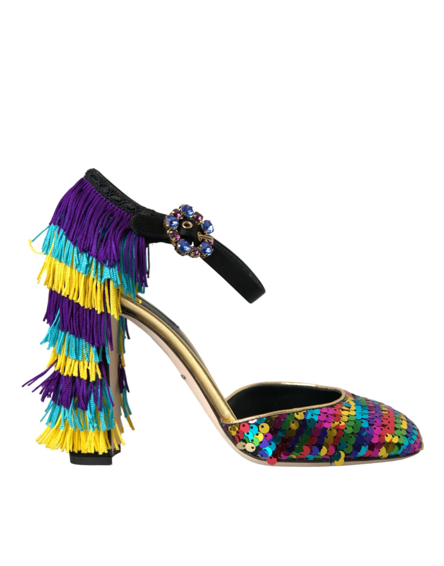 Dolce &amp; Gabbana Multicolor Sequin Crystal Mary Jane Shoes