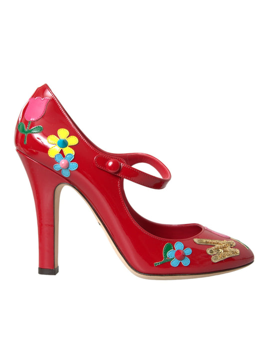 Dolce &amp; Gabbana punaiset nahkakoristeiset Mary Jane Pumps Heels -kengät