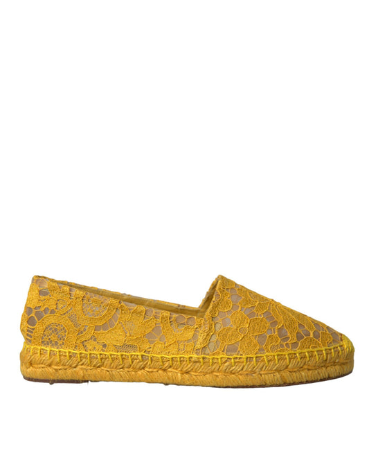 Dolce &amp; Gabbana Keltainen Taormina Lace Espadrille Loafers Flats -kengät