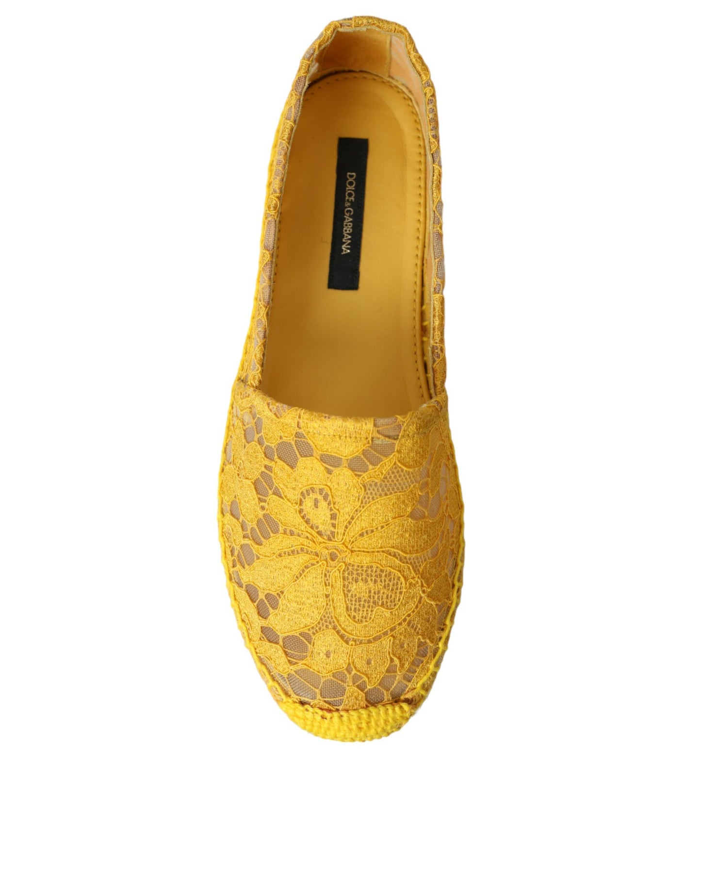 Dolce & Gabbana Gelb Taormina Lace Espadrille Loafers Flats Schuhe