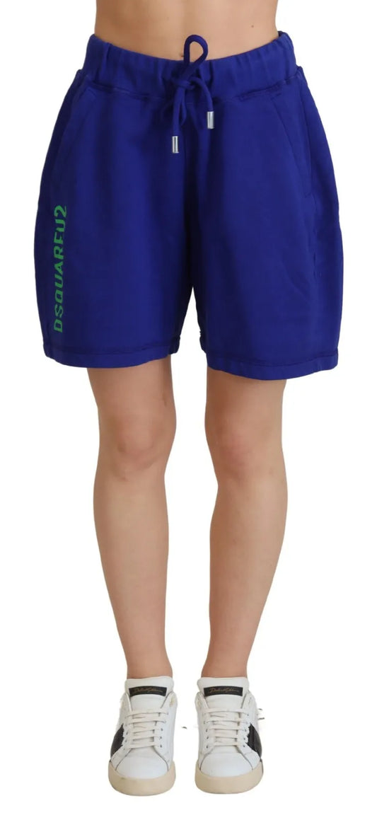 Dsquared² Blue Logo Cotton High Waist collegehousut shortsit