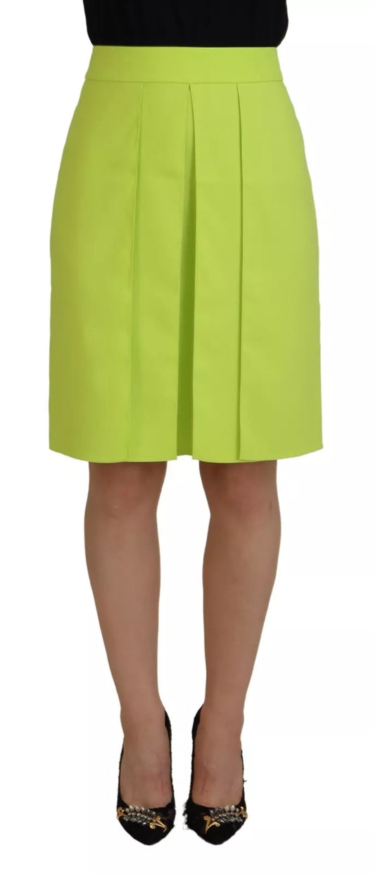 Dsquared² Green high waist pleated knee length A-line skirt