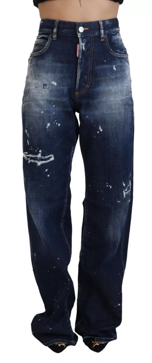 Dsquared² Blaue Jeans mit hoher Taille aus zerrissenem Denim San Diego