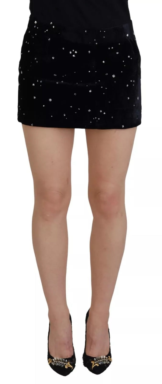 Dsquared² Black Embellished A-Line Mid Waist Mini Skirt