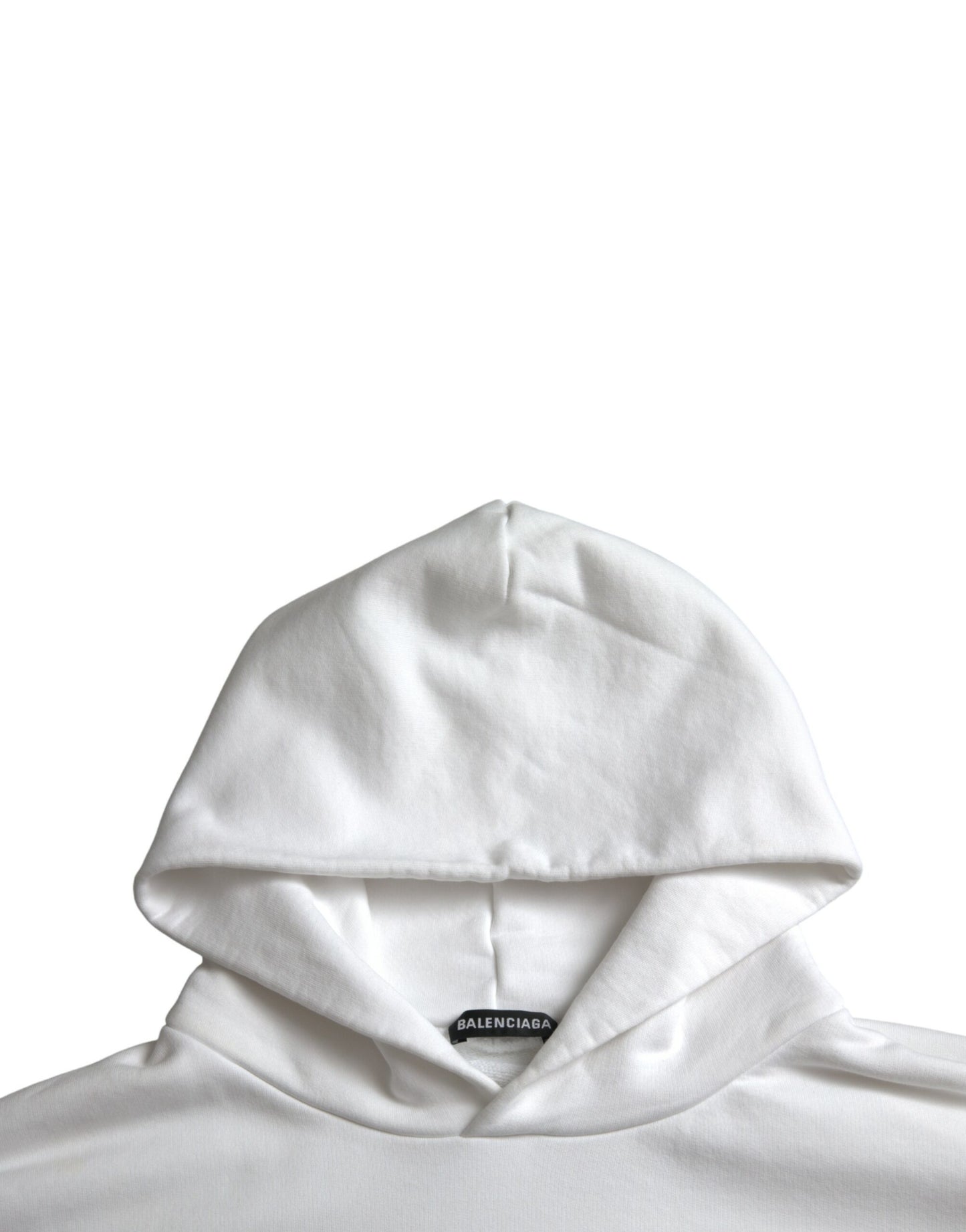 Balenciaga White Cotton Logo Hupullinen villapaita Neulepusero