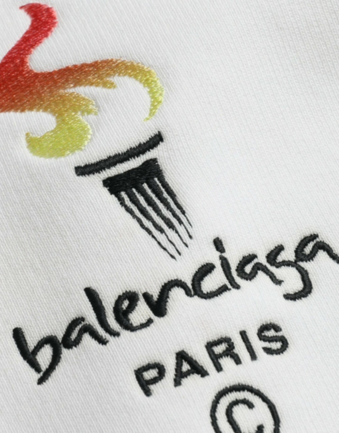 Balenciaga White Cotton Logo Hupullinen villapaita Neulepusero