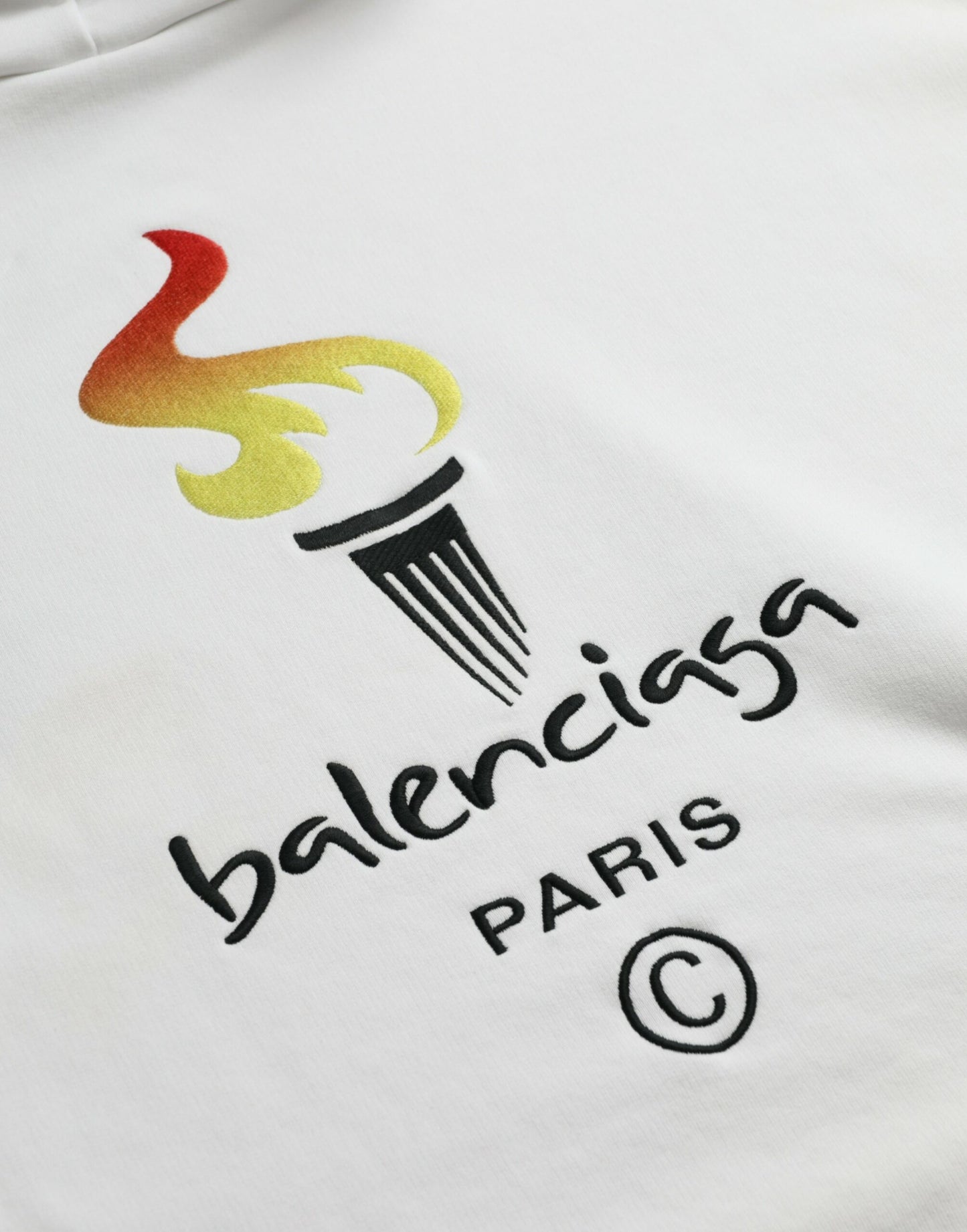 Balenciaga White Cotton Logo Hupullinen villapaita Neulepusero