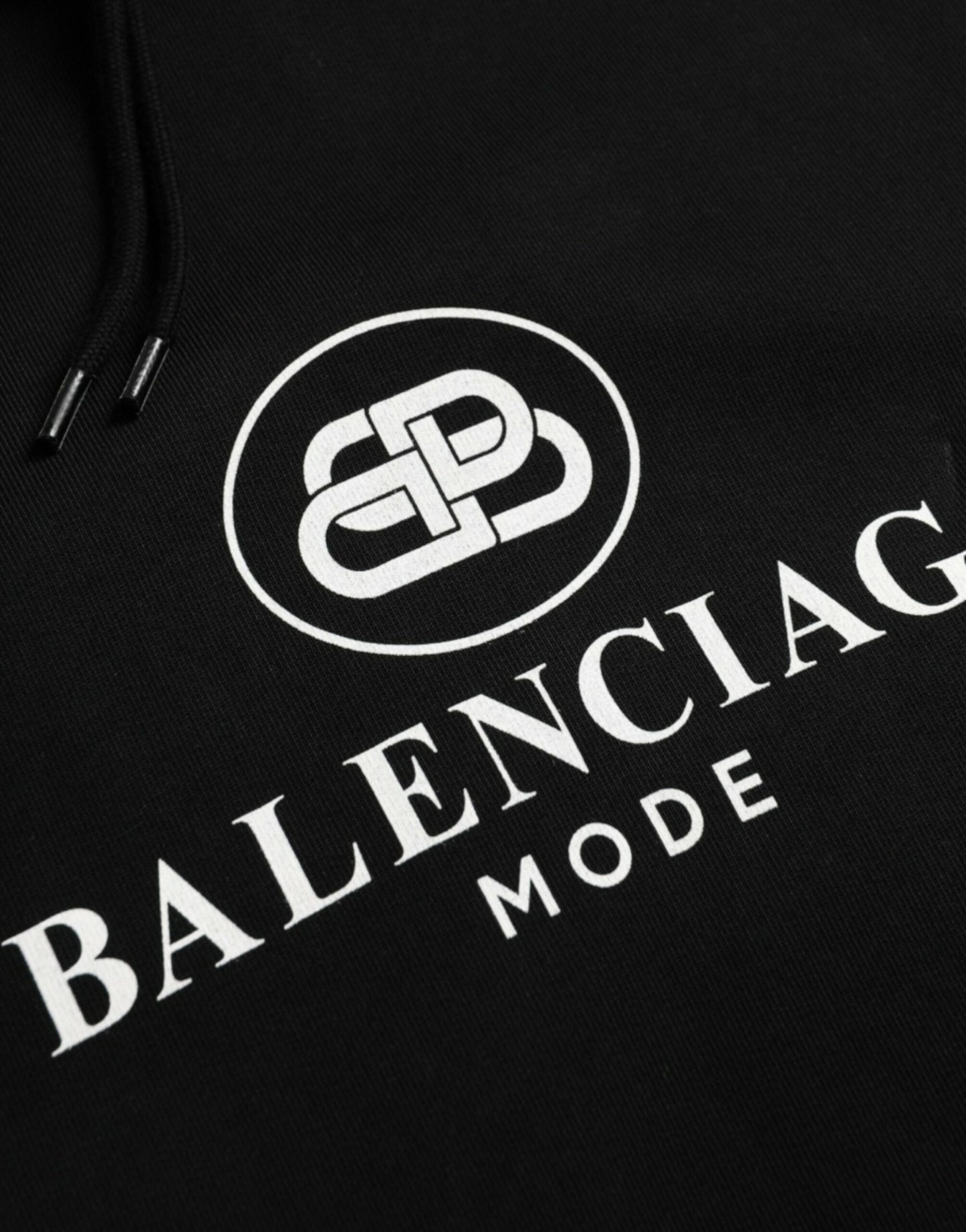 Balenciaga Black Cotton Logo hupullinen villapaita