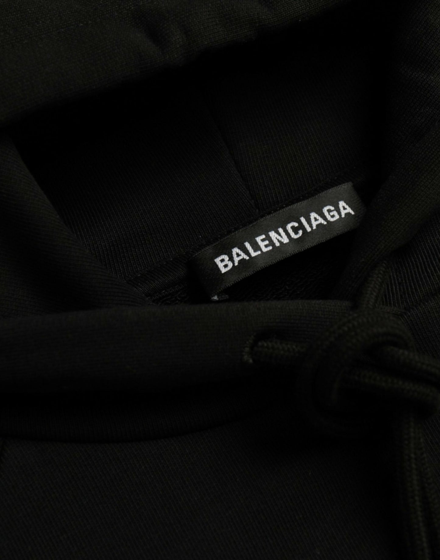 Balenciaga Black Cotton Logo hupullinen villapaita