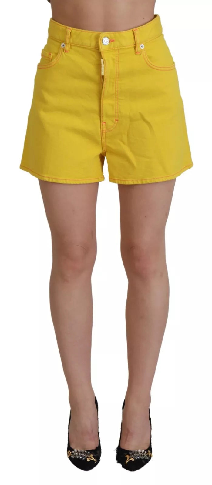 Dsquared² Gelb Baumwolle Hohe Taille Baggy Frauen Hotpants Shorts