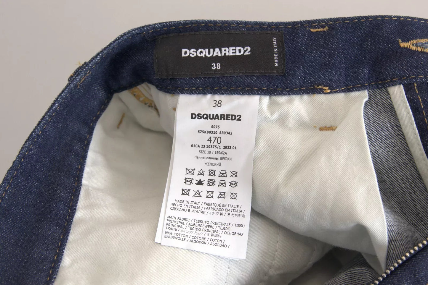 Dsquared² Blaue Cargo-Baumwoll-Baggy-Denim-Jeans mit hoher Taille