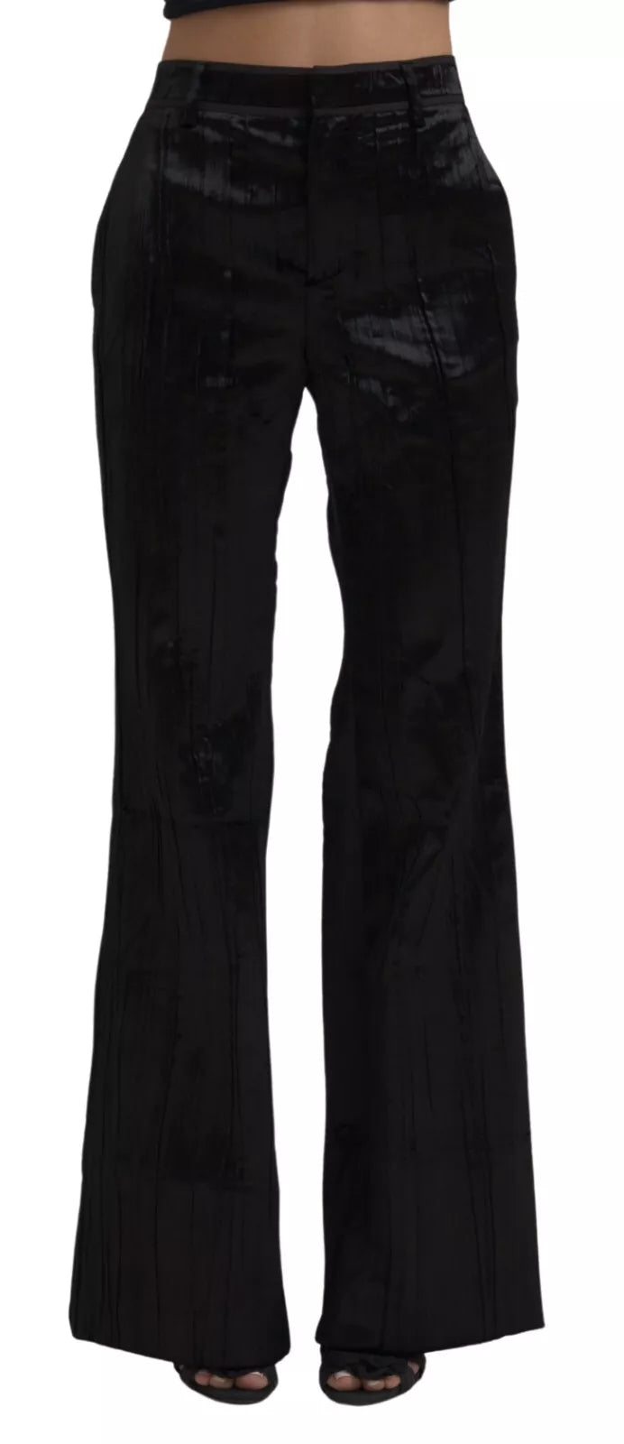 Dsquared² Schwarze Viskose Super Flare Hose mit hoher Taille