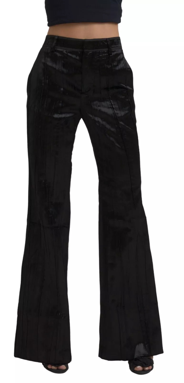 Dsquared² Schwarze Viskose Super Flare Hose mit hoher Taille