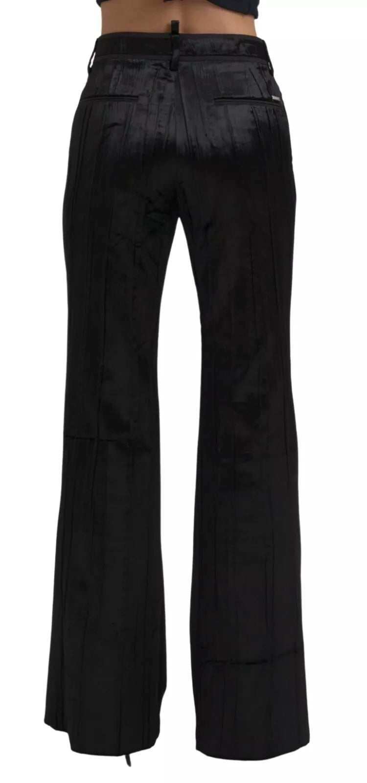 Dsquared² Schwarze Viskose Super Flare Hose mit hoher Taille