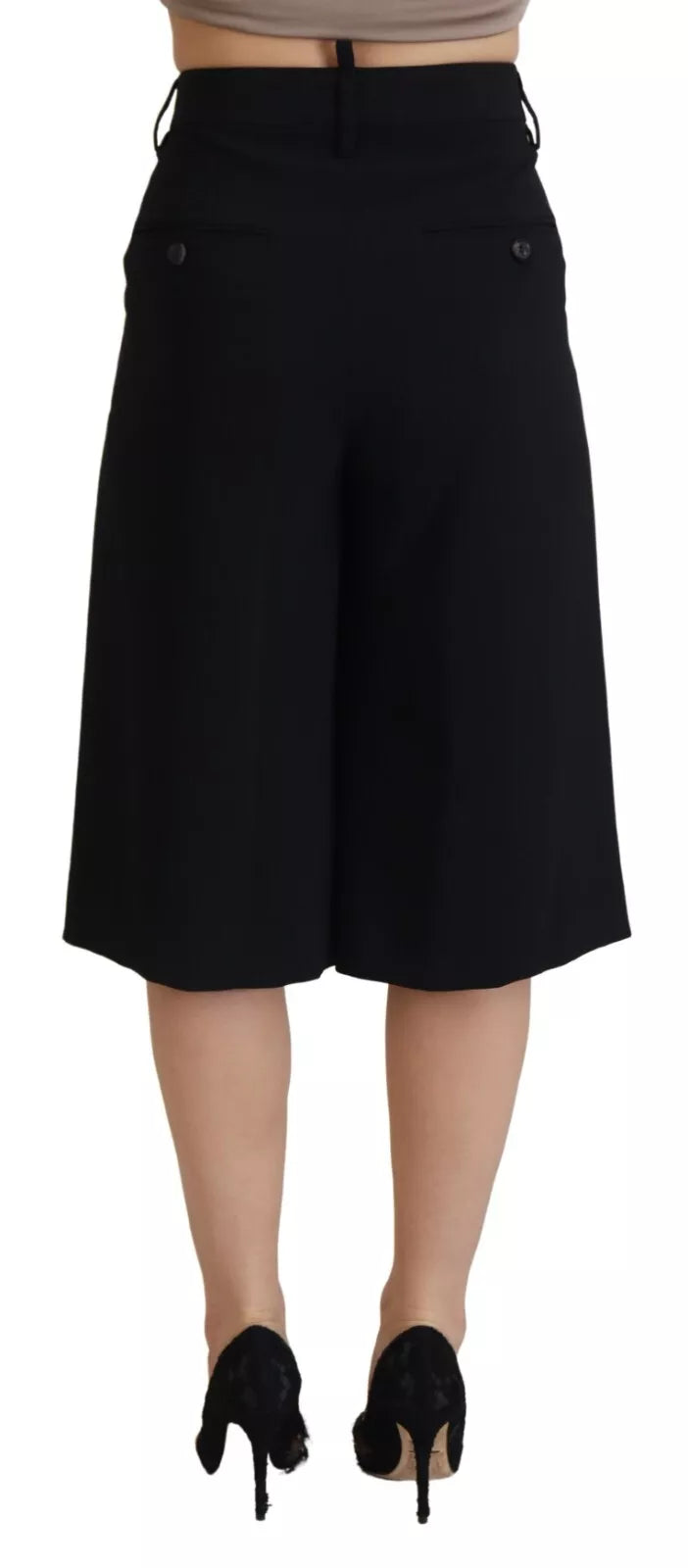 Dsquared² Black high waist wide leg trousers, cropped