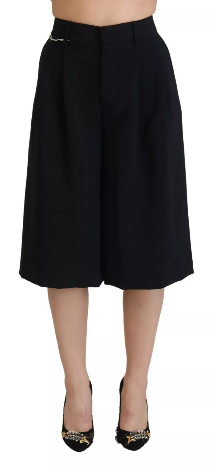 Dsquared² Black high waist wide leg trousers, cropped