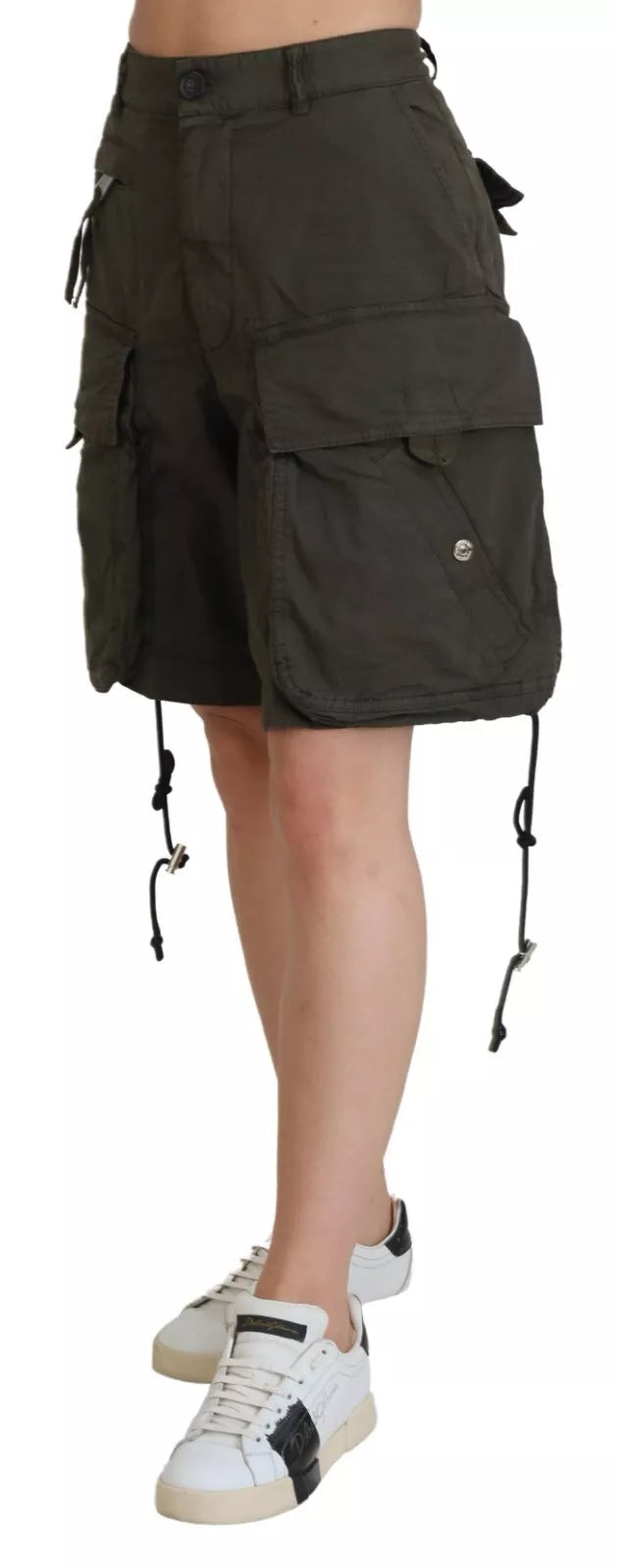 Dsquared² Grüne Cargo-Bermuda-Shorts mit hoher Taille für Frauen