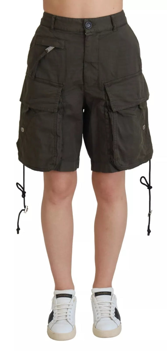 Dsquared² Green High Waist Cargo Bermuda Shorts for Women