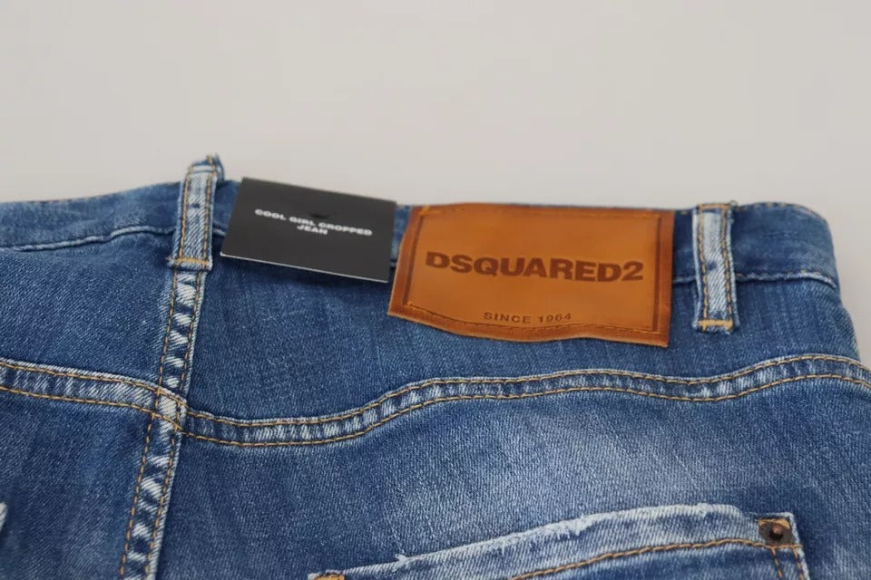 Dsquared² Blue cotton jeans with low waist for cool girls made of denim