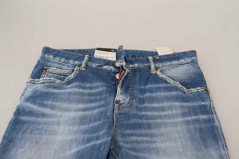 Dsquared² Blue cotton jeans with low waist for cool girls made of denim