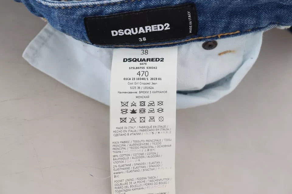 Dsquared² Blue cotton jeans with low waist for cool girls made of denim