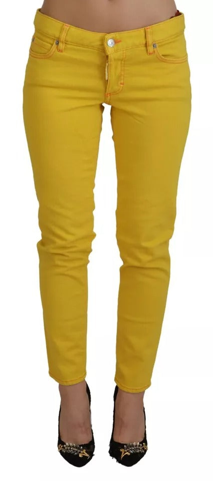 Dsquared² Yellow Cotton LowWaist Cropped Jennifer Denim Jeans