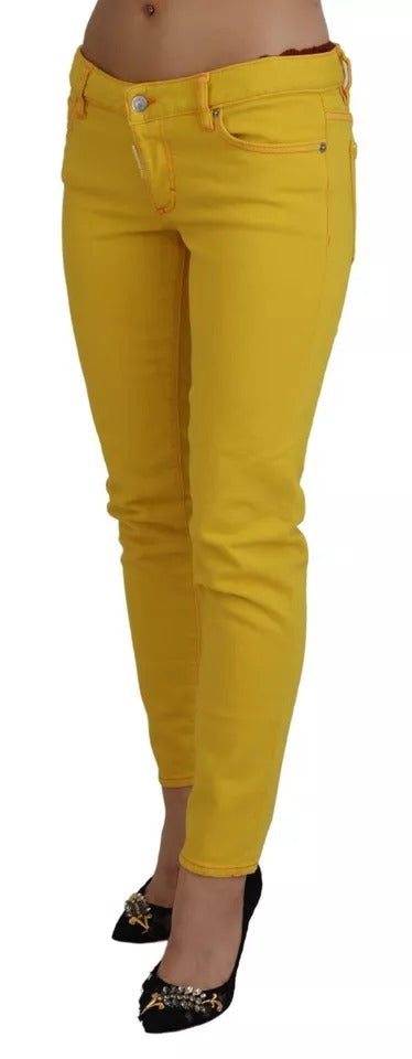 Dsquared² Yellow Cotton LowWaist Cropped Jennifer Denim Jeans