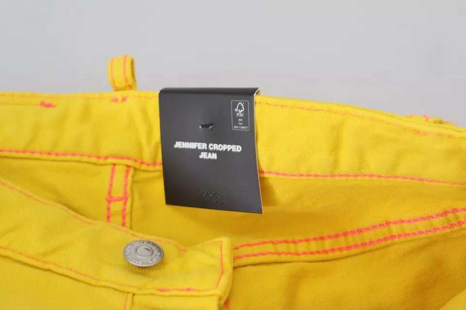 Dsquared² Yellow Cotton LowWaist Cropped Jennifer Denim Jeans