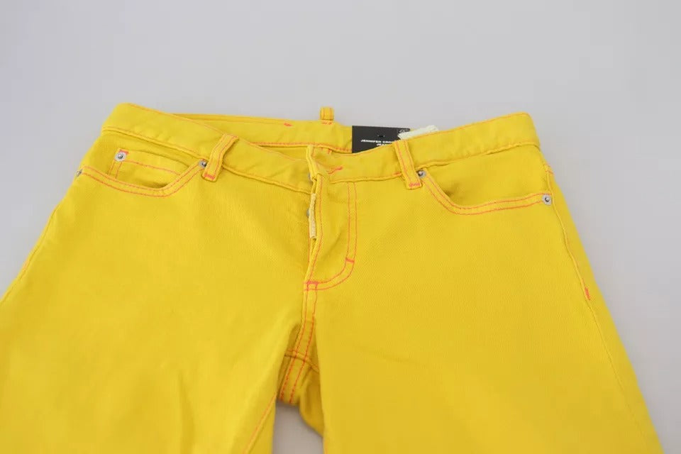 Dsquared² Yellow Cotton LowWaist Cropped Jennifer Denim Jeans