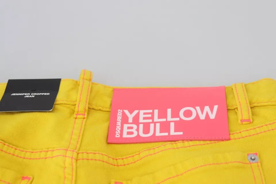 Dsquared² Yellow Cotton LowWaist Cropped Jennifer Denim Jeans