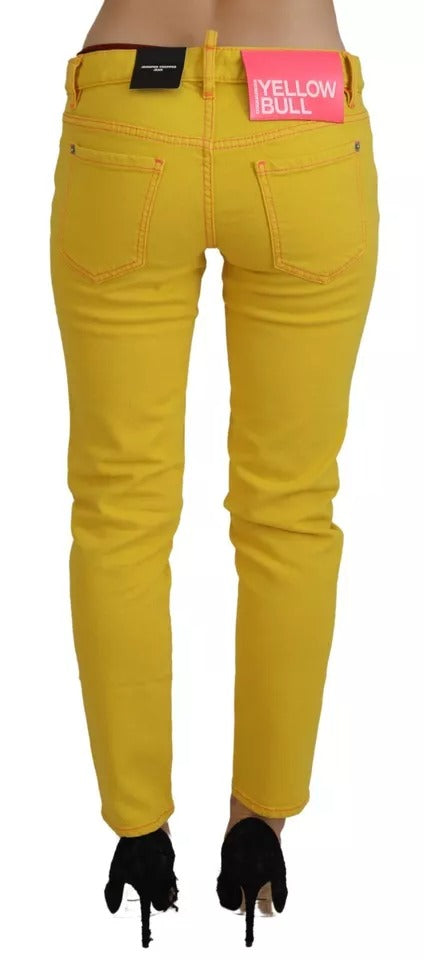 Dsquared² Yellow Cotton LowWaist Cropped Jennifer Denim Jeans