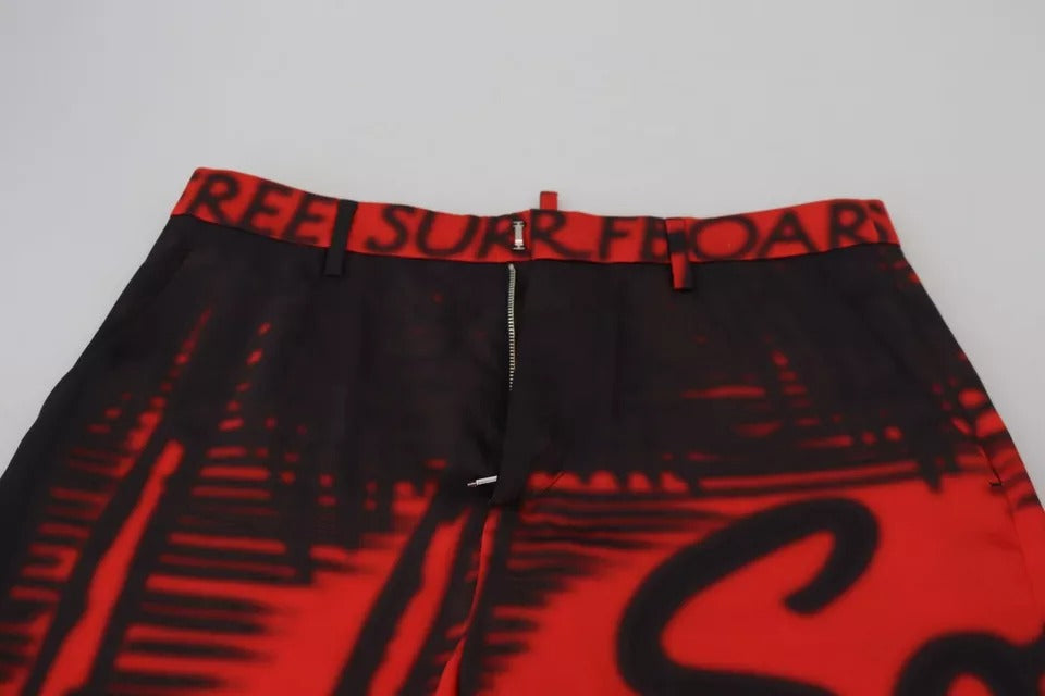 Dsquared² Red printed high waist straight pants