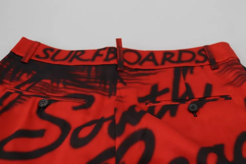 Dsquared² Red printed high waist wide leg pants