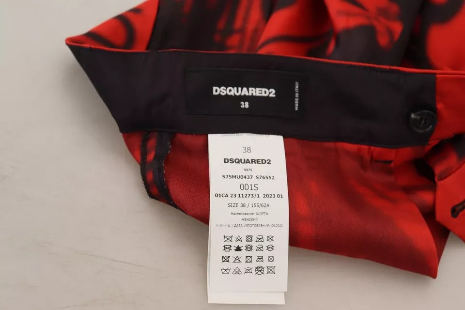 Dsquared² Red printed high waist wide leg pants