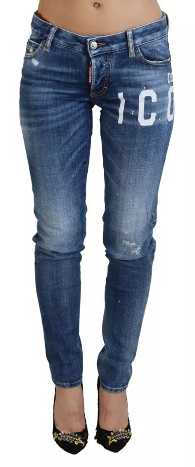 Dsquared² Blaue Icon Skinny Jennifer Denim Jeans mit niedriger Taille