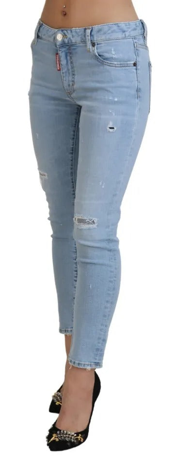 Dsquared² Blue Twiggy Mid Rise Denim Jeans