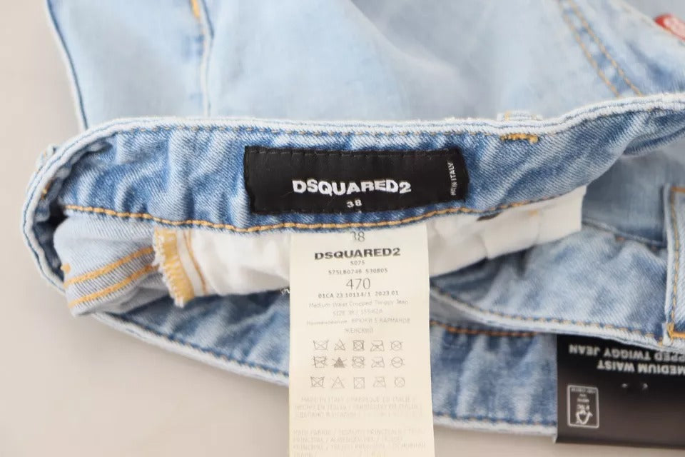 Dsquared² Blue Twiggy Mid Rise Denim Jeans