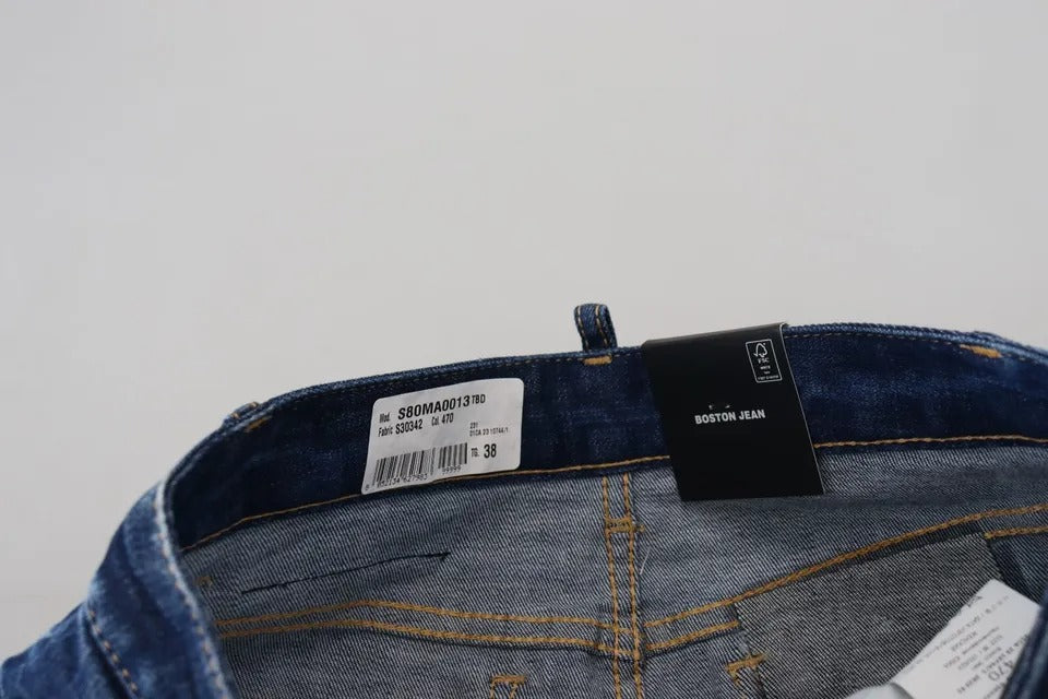 Dsquared² Blauer Icon Denim Mini Boston Jeansrock mit hoher Taille