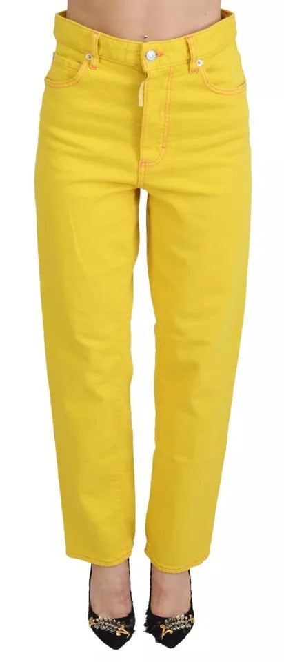 Dsquared² Yellow High Waist Straight Denim Boston Farkut puuvillasta