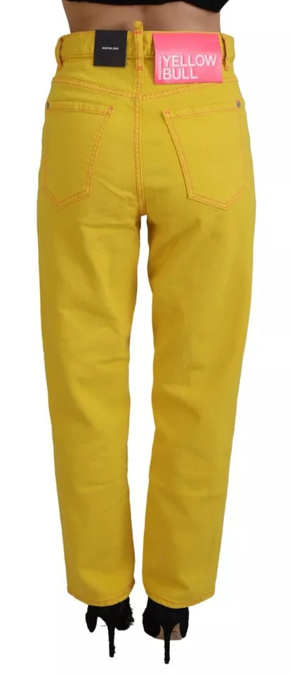 Dsquared² Yellow High Waist Straight Denim Boston Farkut puuvillasta