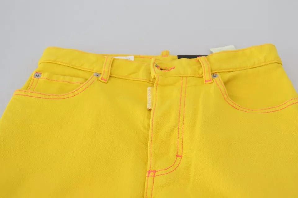 Dsquared² Yellow High Waist Straight Denim Boston Farkut puuvillasta