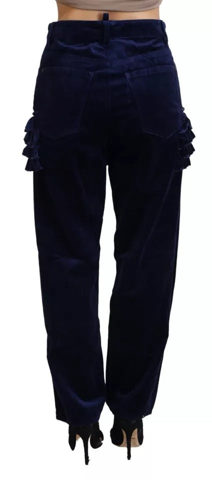 Dsquared² Blue Ruffle HighWaist Cotton Denim Boston Fit Pants