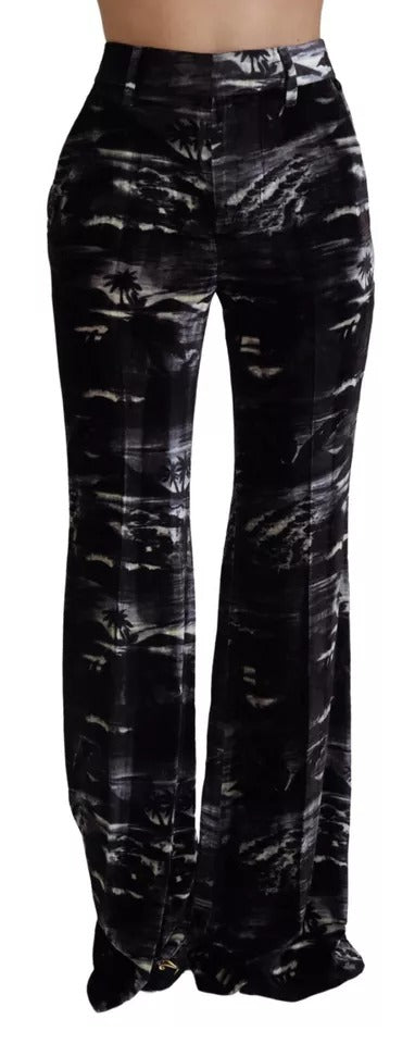 Dsquared² Black printed high waist super flared pants