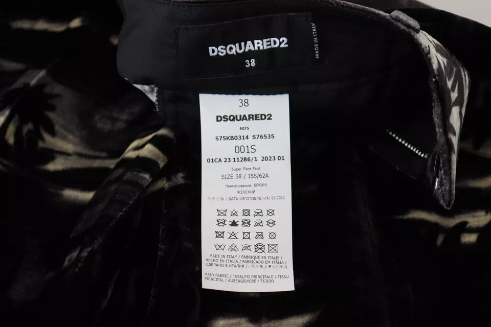 Dsquared² Black printed high waist super flared pants